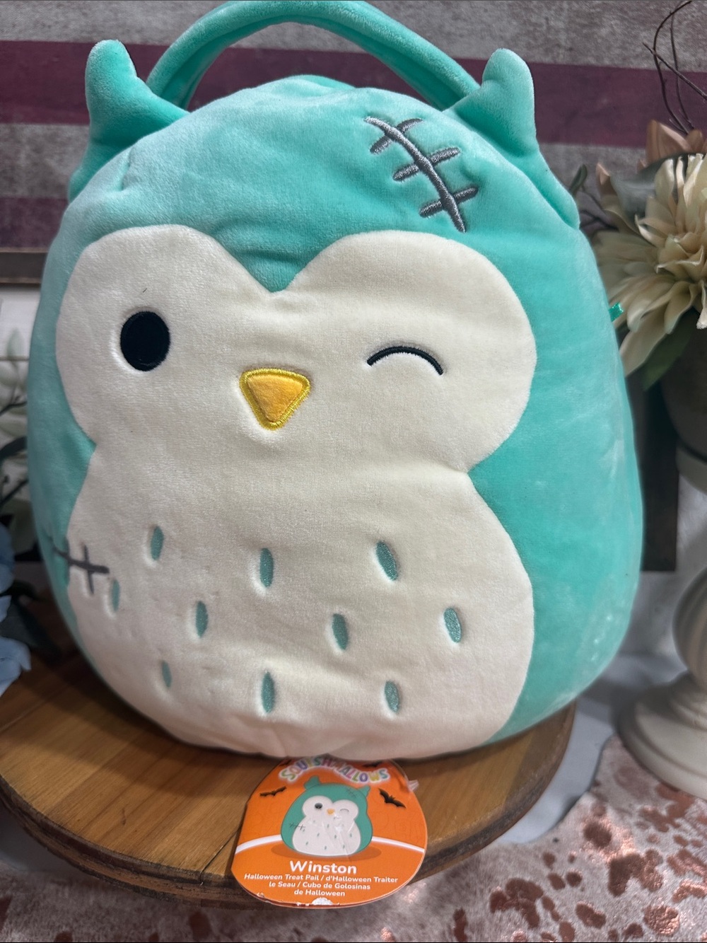 Squishmallows Teal and Cream Owl Plush - Winston